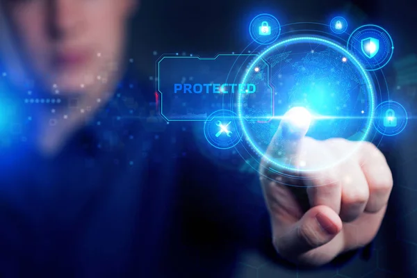 Számítógépes biztonsági védelmet üzleti technológia adatvédelmi conce — Stock Fotó