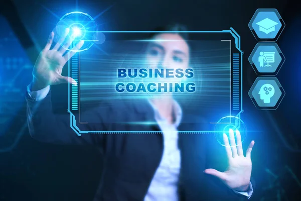 Negocios, Tecnología, Internet y concepto de red. Coaching tutoría educación empresa formación desarrollo E-learning concept. —  Fotos de Stock