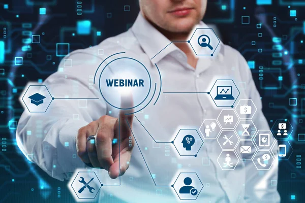 Unternehmen, Technologie, Internet und Netzwerkkonzept. Webinar e-learning. Ausbildungskonzept. — Stockfoto