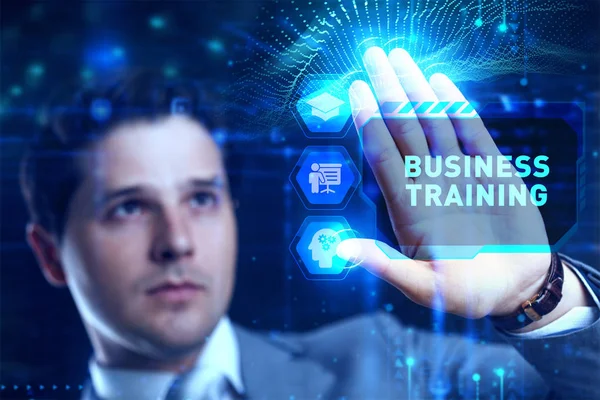 Zakelijk, Technologie, Internet en netwerkconcept. Coaching mentoring onderwijs business training ontwikkeling E-learning concept. — Stockfoto