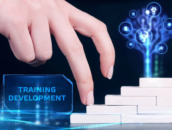 Zakelijk, Technologie, Internet en netwerkconcept. Coaching mentoring onderwijs business training ontwikkeling E-learning concept. — Stockfoto