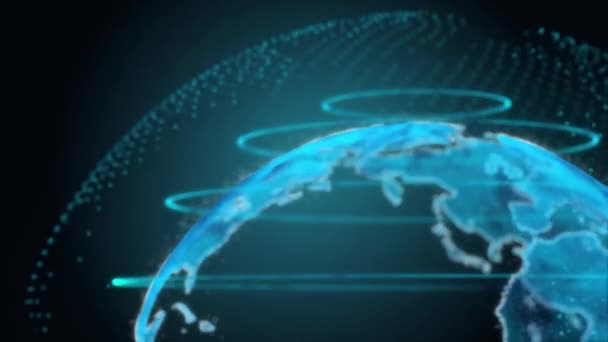 全球网络连接 概念数字世界网络 带有辉光效果的抽象动画 — 图库视频影像