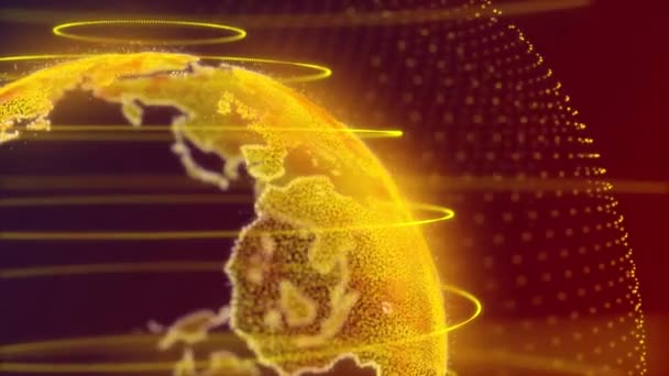 Globales Netzwerk Verbunden Konzept Digitale Weltnetze Abstrakte Animation Mit Leucht — Stockvideo