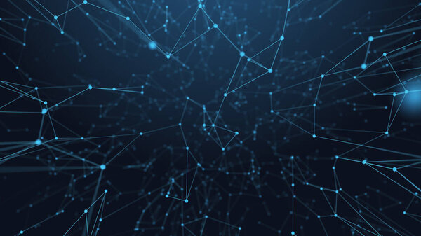 Abstract futuristic -  technology with polygonal shapes on dark blue background.  Design digital technology concept.