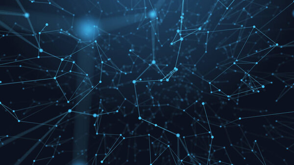 Abstract futuristic -  technology with polygonal shapes on dark blue background.  Design digital technology concept.