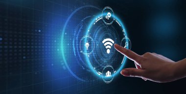 İş, Teknoloji, İnternet ve ağ konsepti. Ücretsiz kablosuz ağ sinyali.                                 
