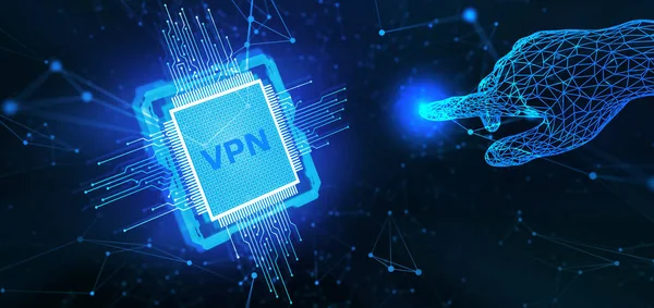 ビジネス、テクノロジー、インターネット、ネットワークの概念。VPNネットワークセキュリティインターネットプライバシー暗号化の概念. — ストック写真