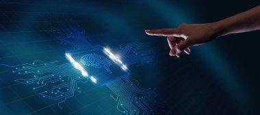 Yapay zeka (yapay zeka), makine öğrenme ve modern bilgisayar teknolojileri kavramları. İş, Teknoloji, İnternet ve ağ kavramı.                                