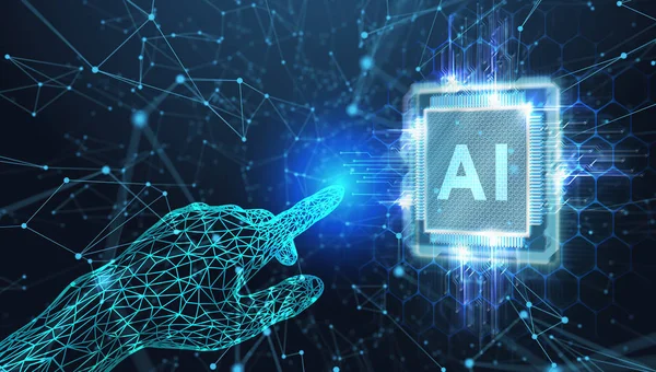 AI Learning and Artificial Intelligence Concept (en inglés). Negocios, tecnología moderna, internet y concepto de networking. — Foto de Stock