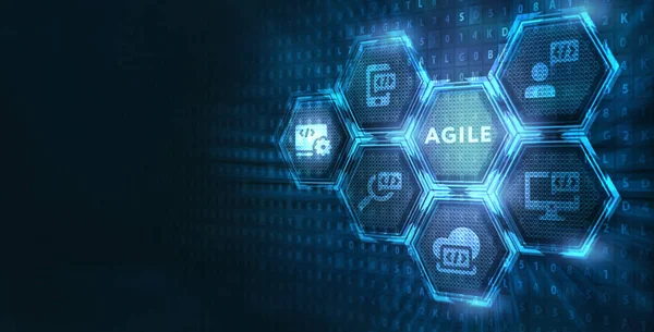 Zakelijk, Technologie, Internet en netwerkconcept. Agile Software Ontwikkeling. — Stockfoto