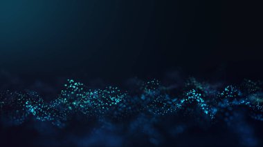 Soyut fütüristik, koyu mavi arka planda çokgen şekilli teknoloji. Dijital teknoloji kavramı tasarla.