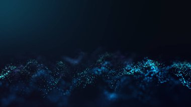 Soyut fütüristik, koyu mavi arka planda çokgen şekilli teknoloji. Dijital teknoloji kavramı tasarla.