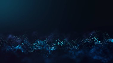 Soyut fütüristik, koyu mavi arka planda çokgen şekilli teknoloji. Dijital teknoloji kavramı tasarla.