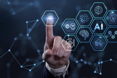 Yapay zeka ve yapay zeka kavramı. İş, modern teknoloji, İnternet ve ağ kurma kavramı. 