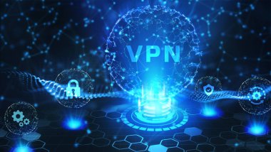 İş, Teknoloji, İnternet ve ağ konsepti. Vpn ağı 