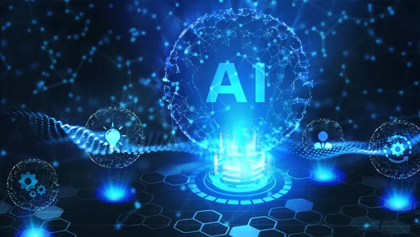 AI Learning and Artificial Intelligence Concept (en inglés). Negocios, moder —  Fotos de Stock