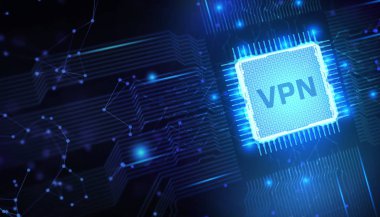 İş, Teknoloji, İnternet ve ağ konsepti. VPN ağ güvenliği internet gizlilik şifreleme kavramı.