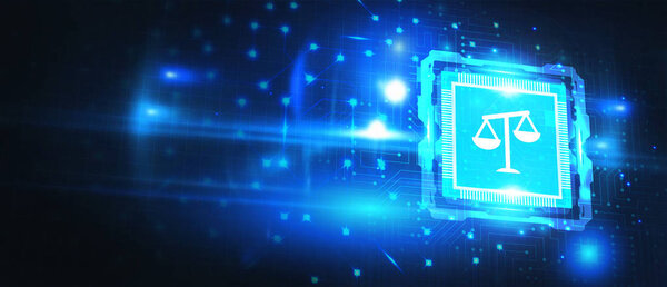 Бизнес, технологии, Интернет и сетевая концепция. Трудовое право, юрист, адвокат, Концепция юридического консультирования на виртуальном экране.