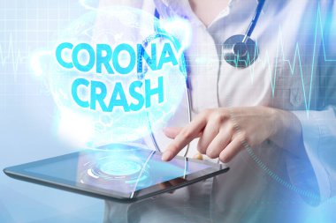 Corona çöküşü - borsa çöküşünü veya Coronavirus 'un neden olduğu mali ekonomik krizi gösteren el çizimi grafiği