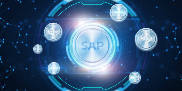 Концепция SAP System Software Automation на виртуальном экране центра обработки данных. Бизнес, современные технологии, Интернет и сетевая концепция