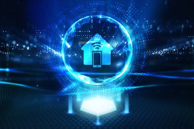 İş, Teknoloji, İnternet ve ağ konsepti. Akıllı ev otomasyon kontrol sistemi. Yenilik teknolojisi.