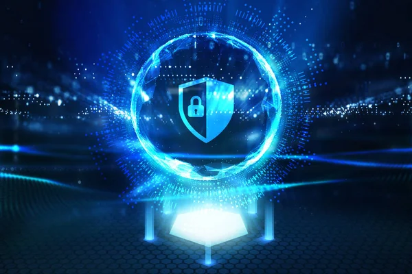 Säkerhet Dataskydd Affärsteknik Integritet Koncept Ikonsäkerhet Den Virtuella Skärmen — Stockfoto