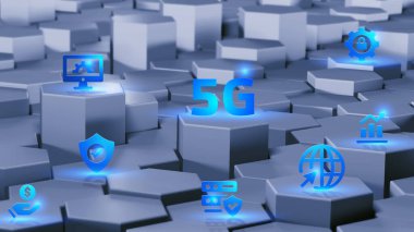 5G ağı konsepti, yüksek hızlı mobil internet, yeni nesil ağlar. İş, modern teknoloji, İnternet ve ağ kurma kavramı.