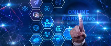 İş, Teknoloji, İnternet ve ağ konsepti. Dijital pazarlama içeriği planlama reklam stratejisi konsepti. Online pazarlama 