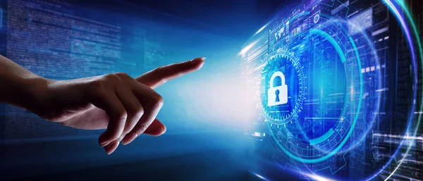 Концепція Конфіденційності Кібербезпеки Захисту Даних Business Technology Молодий Бізнесмен Вибирає — стокове фото