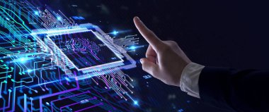 Yapay zeka (yapay zeka), makine öğrenme ve modern bilgisayar teknolojileri kavramları. İş, Teknoloji, İnternet ve ağ kavramı. 