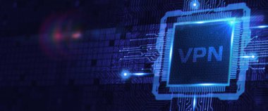 İş, Teknoloji, İnternet ve ağ konsepti. VPN ağ güvenliği internet gizlilik şifreleme kavramı.