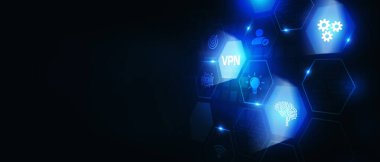 İş, Teknoloji, İnternet ve ağ konsepti. VPN ağ güvenliği internet gizlilik şifreleme kavramı.