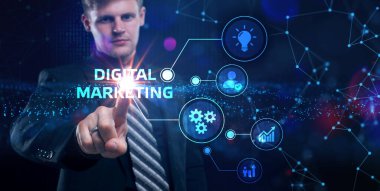 İş, Teknoloji, İnternet ve ağ konsepti. Dijital Pazarlama içerik planlama reklam stratejisi kavramı.