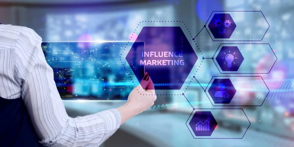 ビジネス テクノロジー インターネット ネットワークの概念 デジタルマーケティングコンテンツプランニング広告戦略コンセプトマーケティングへの影響 — ストック写真