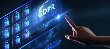 İş, Teknoloji, İnternet ve ağ konsepti. GDPR Genel Veri Koruma Düzenlemesi.