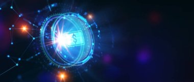 İş, teknoloji, internet ve ağ konsepti. Dolar Para Birimi Şirketi.