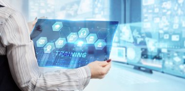 İş, Teknoloji, İnternet ve ağ konsepti. Eğitim danışmanlığı işletme eğitimi geliştirme E-öğrenme kavramı.