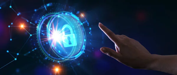 Cyber Sicurezza Protezione Dei Dati Business Tecnologia Privacy Concetto Giovane — Foto Stock