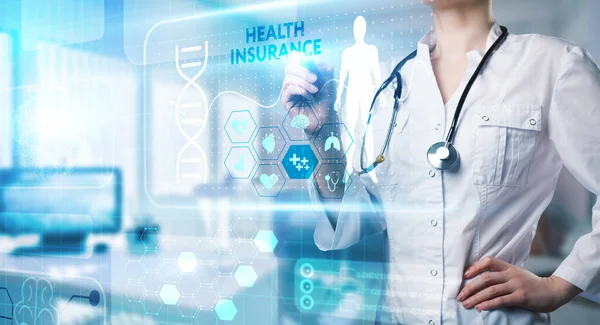 Modern Technology Healthcare Medical Diagnosis Health Insurance Sign Virtual Screen — Stock Photo, Image