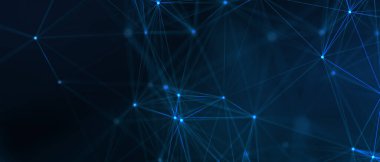 Abstract futuristic - technology with polygonal shapes on dark blue background. Design digital technology concept.	