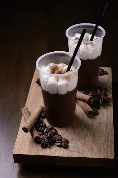 Iced coffee with straw — Stock Photo, Image