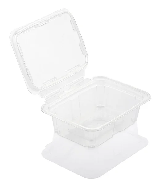 Empty open transparent plastic food container Stock Photo