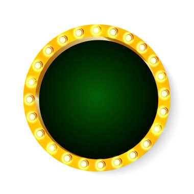 Yuvarlak retro hafif çerçeve beyaz arka plan üzerinde izole vektör çizim.