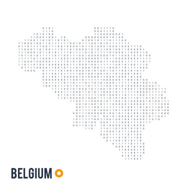 İkili kod vektör stilize beyaz arka plan üzerinde izole Belçika Haritası