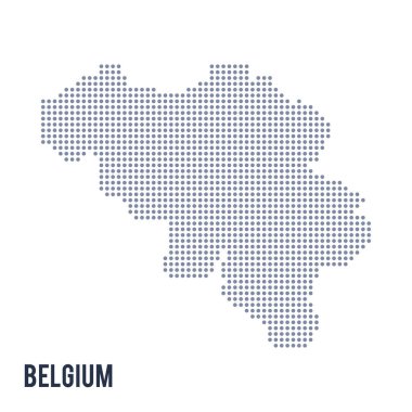 Vektör noktalı beyaz arka plan üzerinde izole Belçika Haritası .