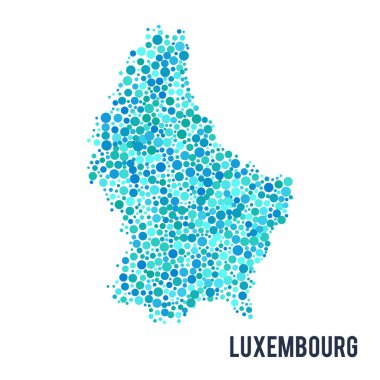 Beyaz bir arka plan üzerinde izole Lüksemburg vektör noktalı renkli Haritası