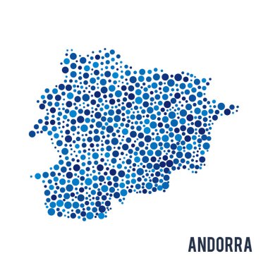 Beyaz bir arka plan üzerinde izole Andorra vektör noktalı renkli Haritası