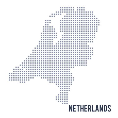 Vektör piksel beyaz arka plan üzerinde izole Hollanda Haritası