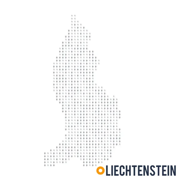 Vector de código binario mapa estilizado de Liechtenstein aislado sobre fondo blanco — Archivo Imágenes Vectoriales