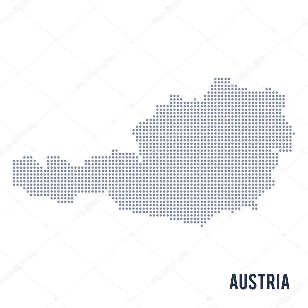 Vector dotted map of Austria isolated on white background .
